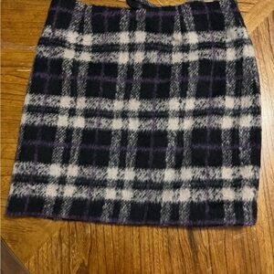 Boston Proper Black, White, and Purple Plaid Mini Skirt